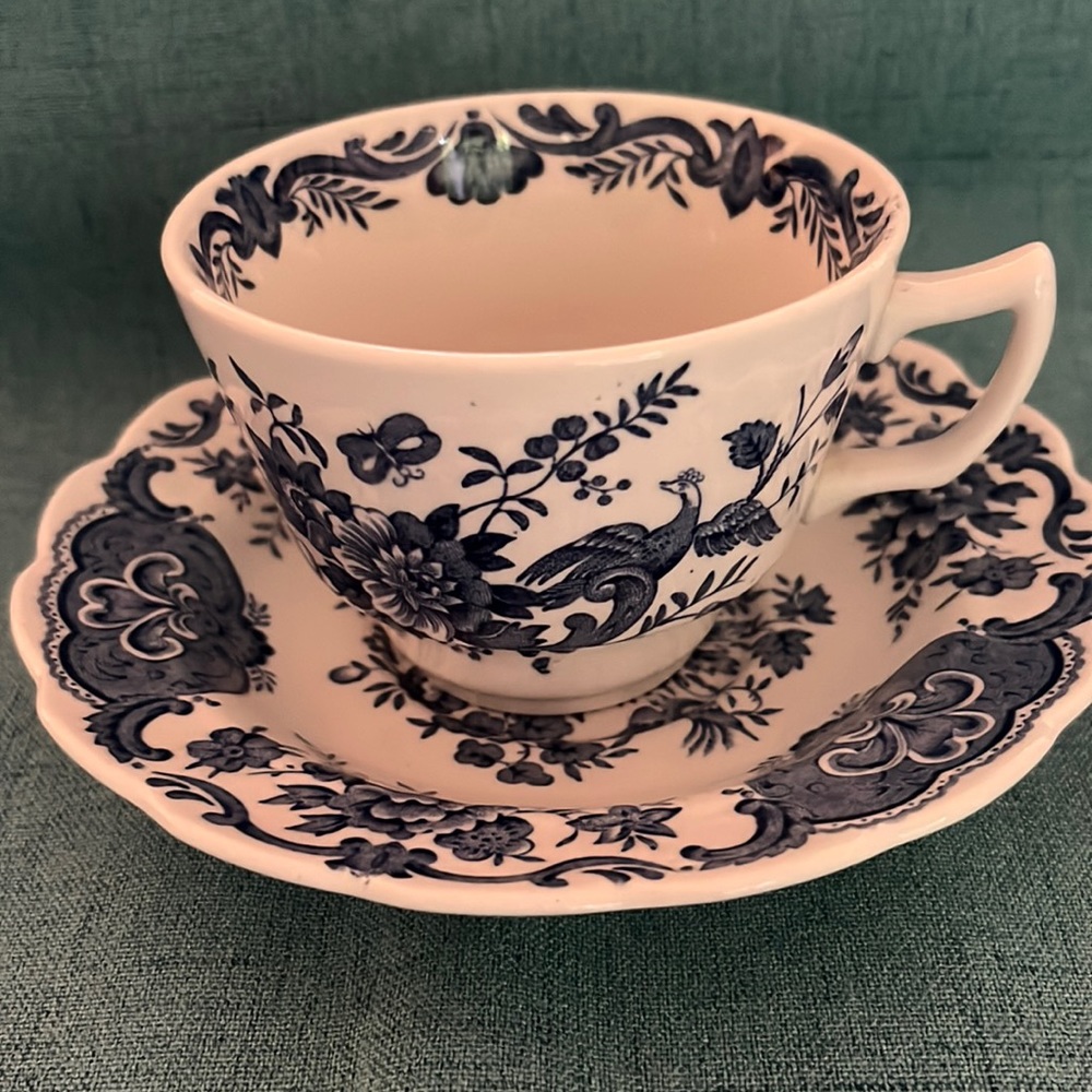 Ridgway Staffordshire Windsor Teacup and Saucer (blue and white)